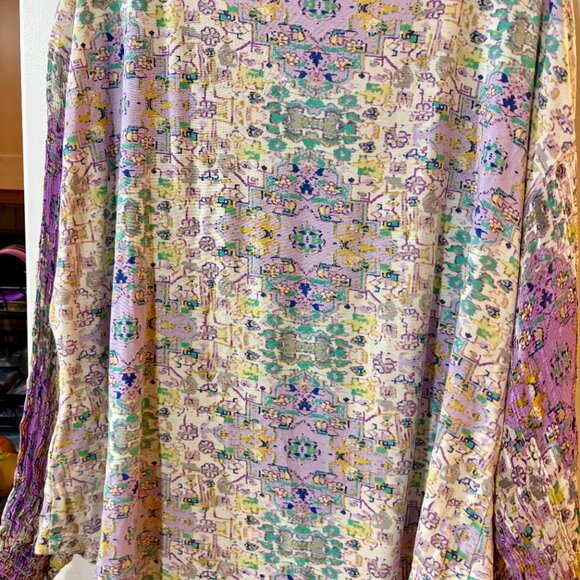 Anthropologie Odetta Embroidered Boho Top Purple Plus 1X Easter Spring Travel - Picture 11 of 11